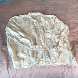 White striped button down blouse